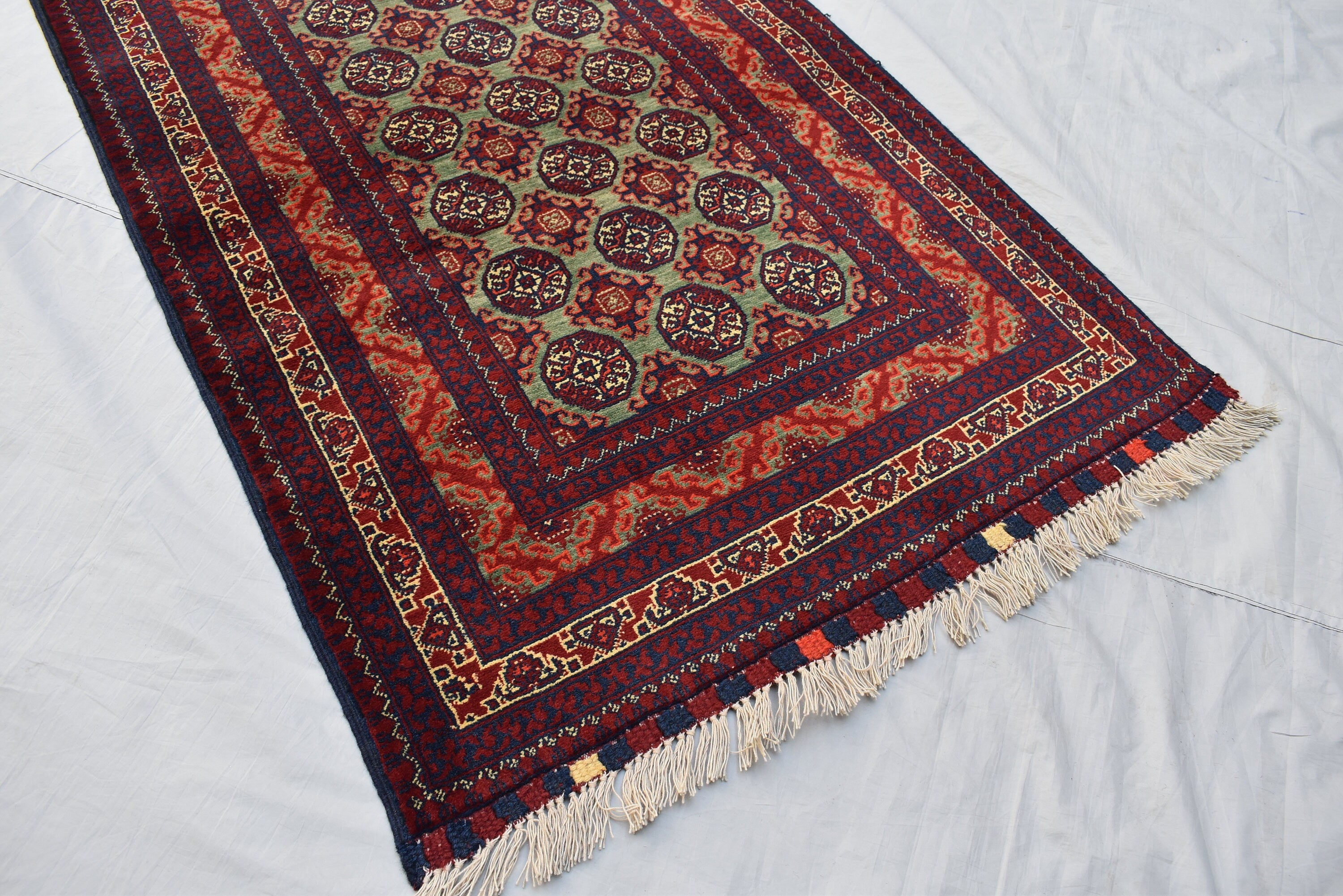 12.11x2.11 Afghan Turkmen Bukhara Runner Rug Handmade, Hallway Runner, Oriental Runner, Entryway Rug, Corridor Runner