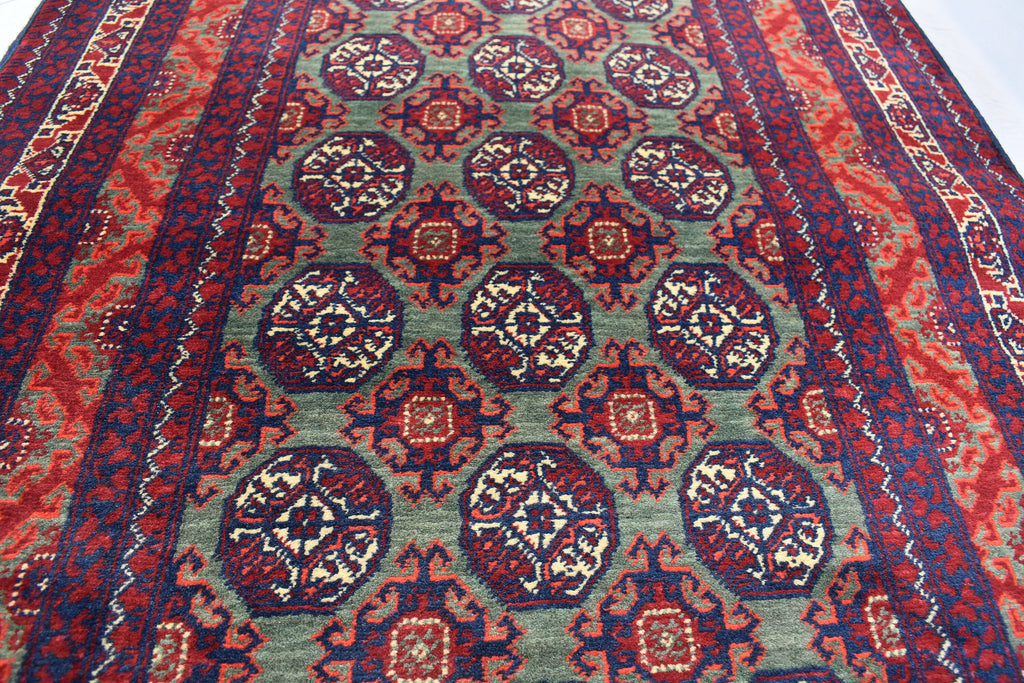 12.11x2.11 Afghan Turkmen Bukhara Runner Rug Handmade, Hallway Runner, Oriental Runner, Entryway Rug, Corridor Runner