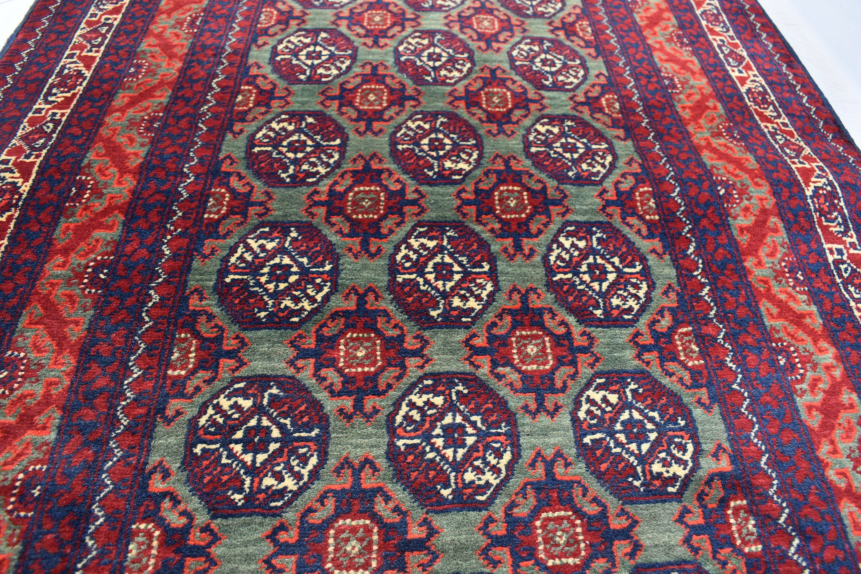 12.11x2.11 Afghan Turkmen Bukhara Runner Rug Handmade, Hallway Runner, Oriental Runner, Entryway Rug, Corridor Runner