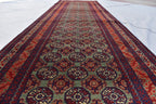 12.11x2.11 Afghan Turkmen Bukhara Runner Rug Handmade, Hallway Runner, Oriental Runner, Entryway Rug, Corridor Runner
