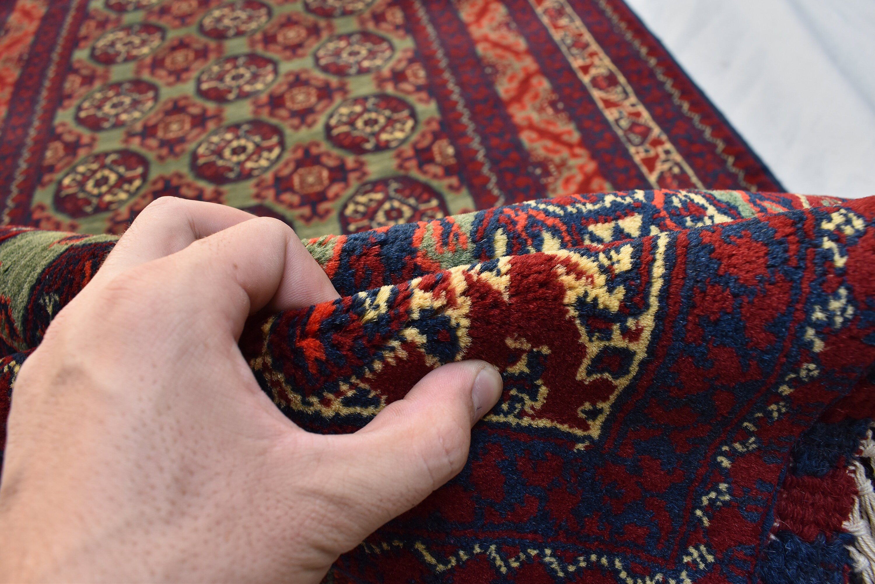 12.11x2.11 Afghan Turkmen Bukhara Runner Rug Handmade, Hallway Runner, Oriental Runner, Entryway Rug, Corridor Runner