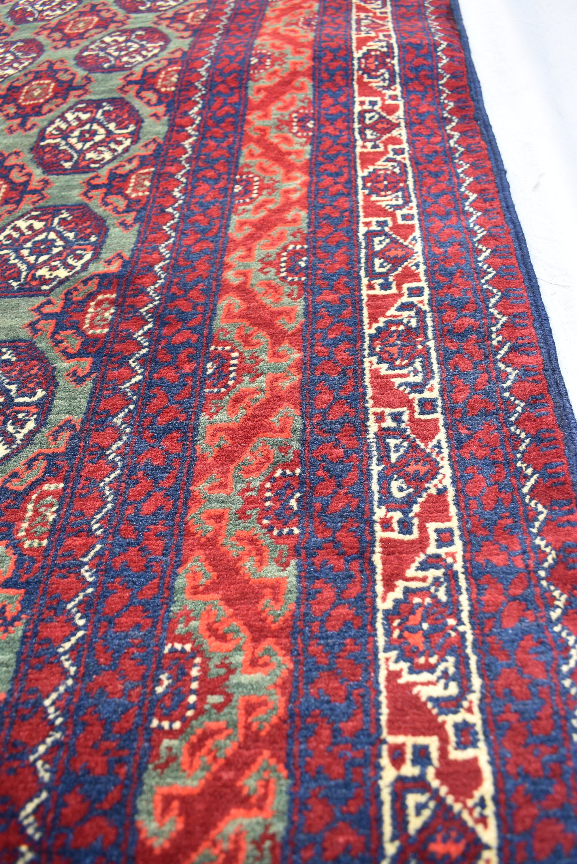 12.11x2.11 Afghan Turkmen Bukhara Runner Rug Handmade, Hallway Runner, Oriental Runner, Entryway Rug, Corridor Runner