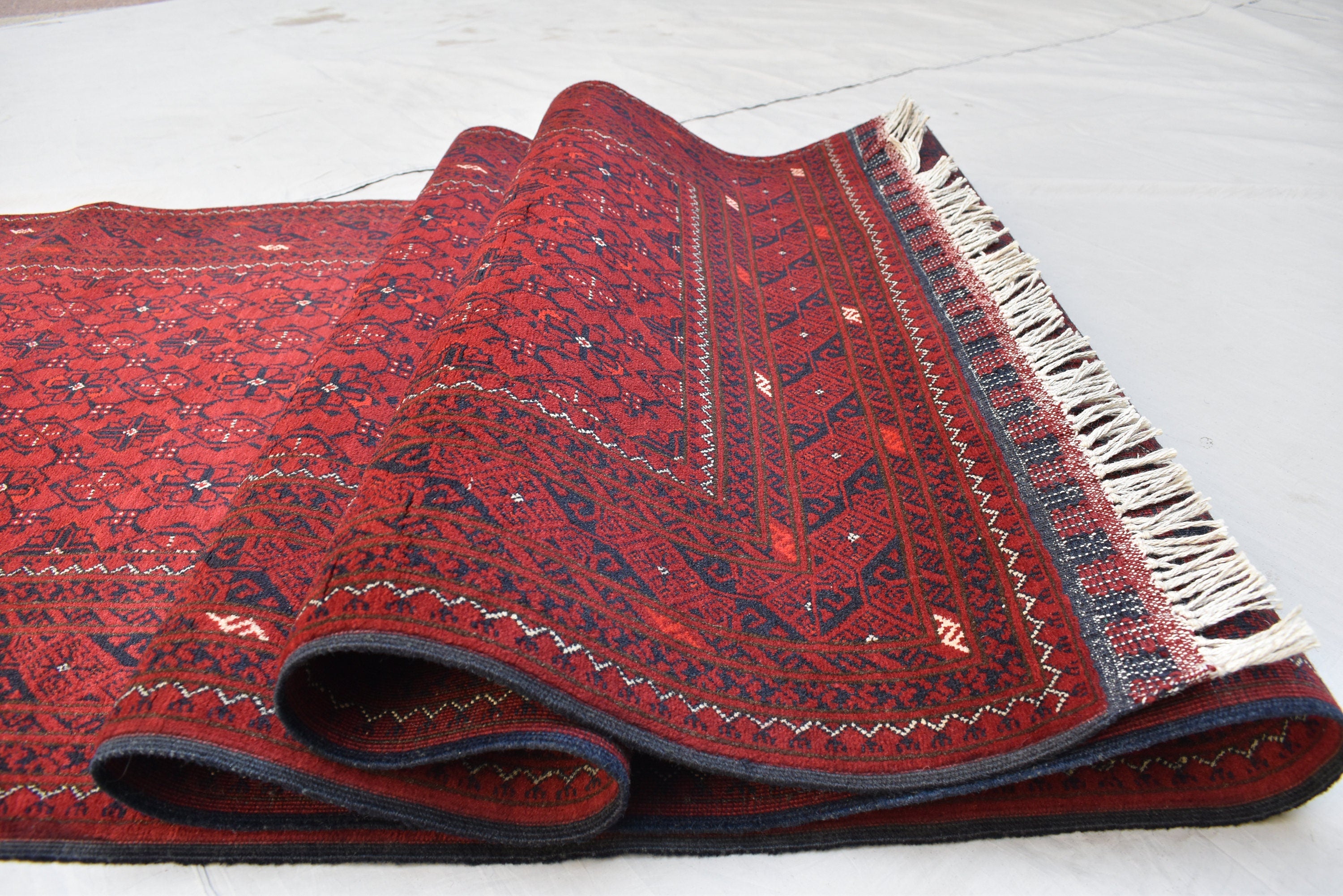 3x13 Vinatge Runner Handmade Afghan Turkmen Bashiri 100% Wool Traditional Hallway Runner Handmade, Entryway Runner, Corridor Rug 12.8x2.10