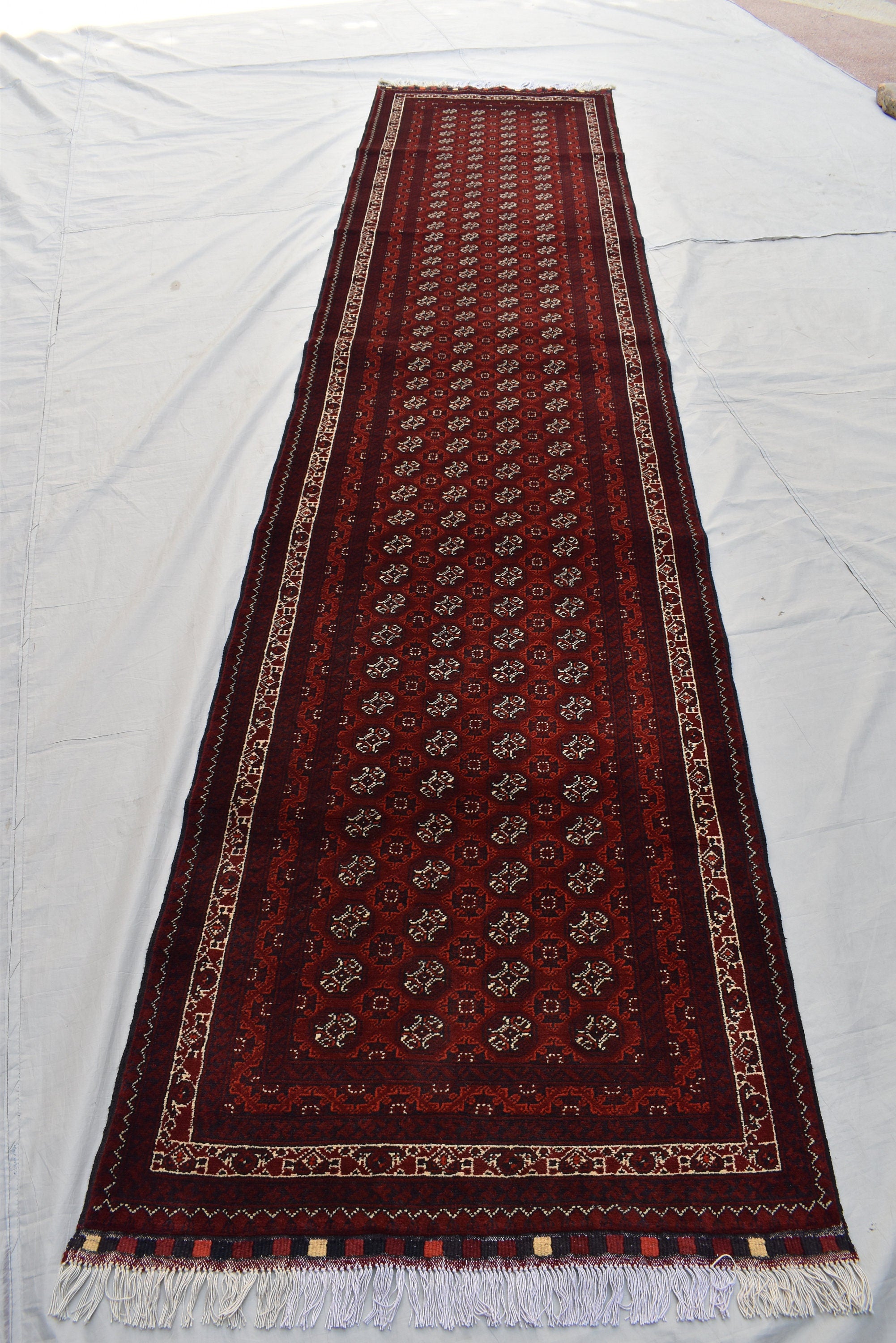 3x13ft, Afghan Handmade Runner Afghan Turkmen Bokhara 100% Wool Runner Handmade Afghan Hallway Runner Oriental Rug, 385x82 ft
