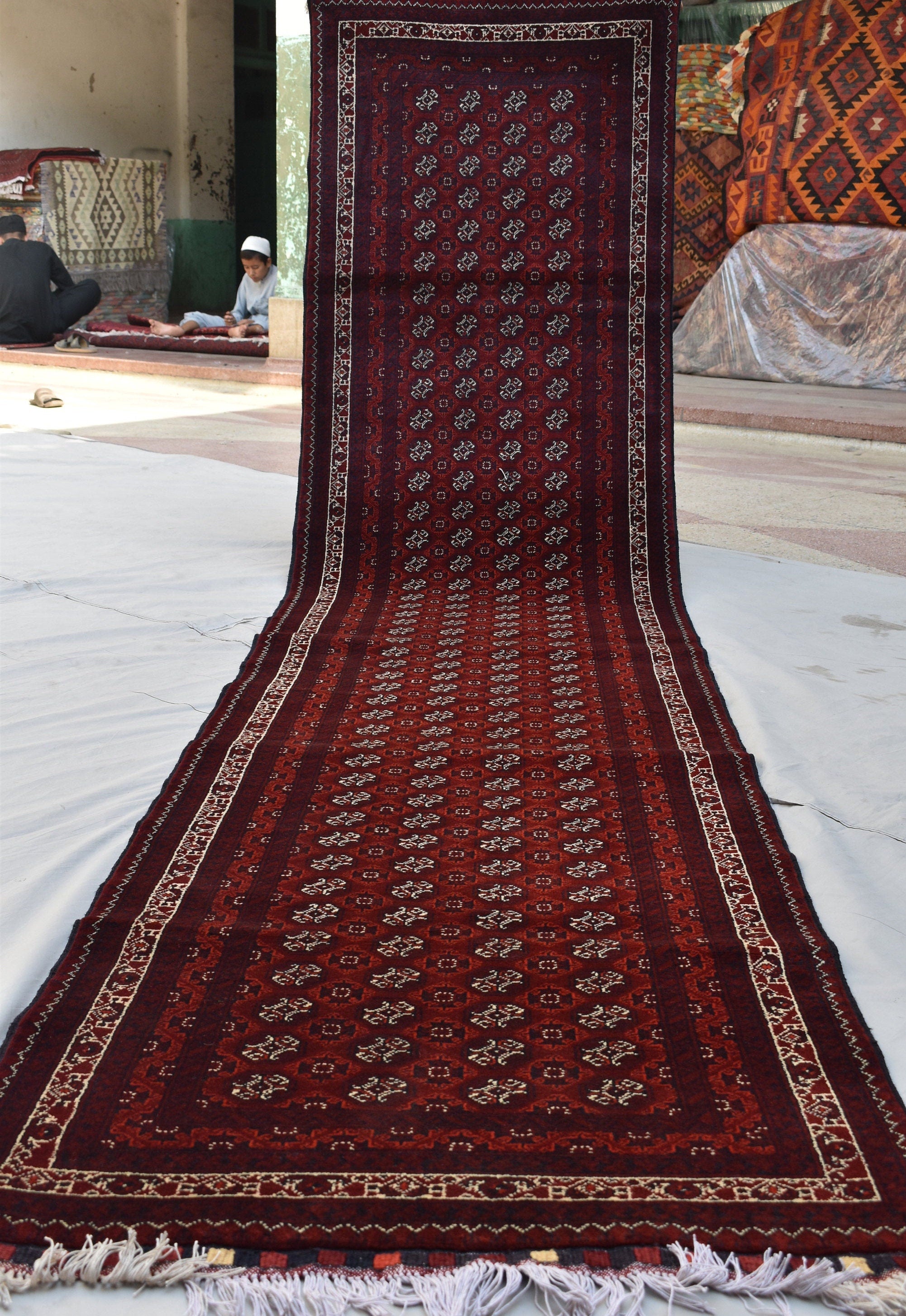 3x13ft, Afghan Handmade Runner Afghan Turkmen Bokhara 100% Wool Runner Handmade Afghan Hallway Runner Oriental Rug, 385x82 ft