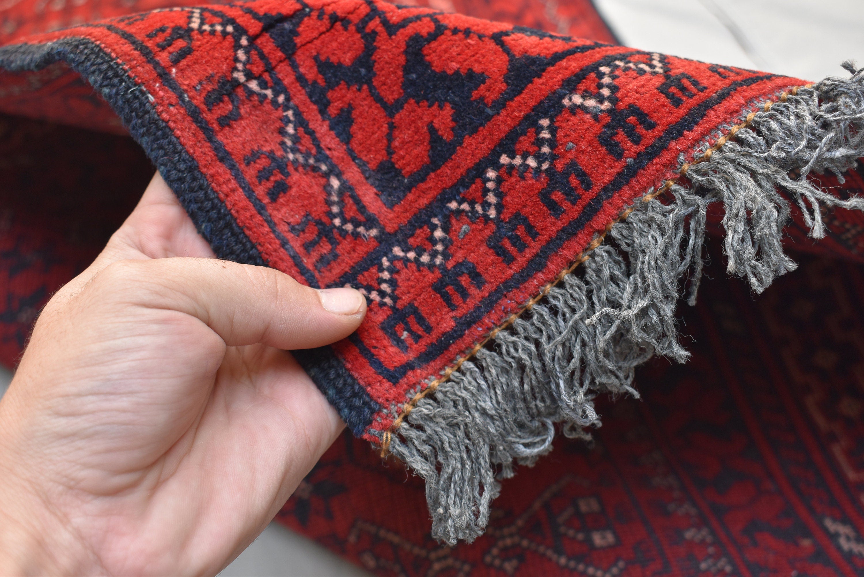 3x9 Vintage Afghan Waziri Runner Rug, Turkmen Handwoven Wool Tribal Hallway Carpet, Red Geometric Oriental Runner, Boho Home Decor 281x76cm