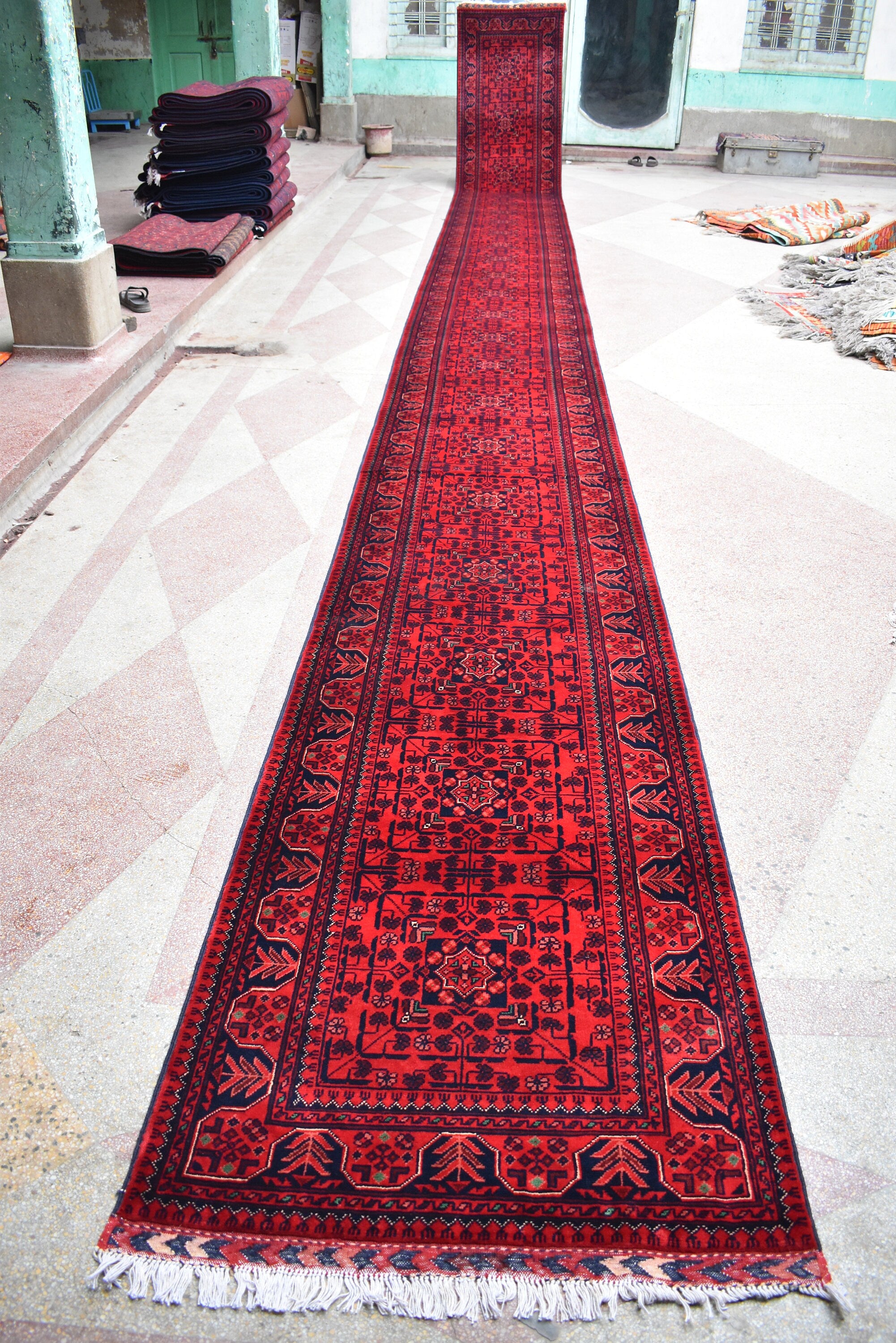 31.6 x 2.9 Ft Long Runner Best Quality Turkmen Khamiyab Khal Mohammadi Bokhara Runner Afghan Handmade Wool Oriental Hallway runner