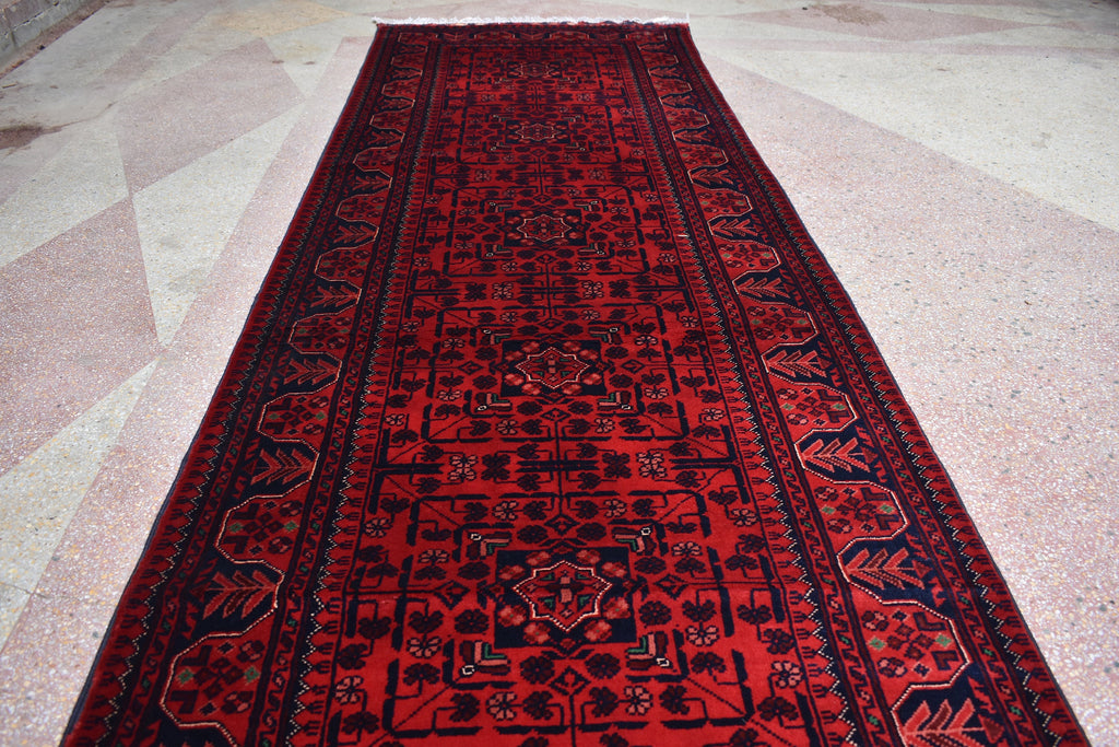3x32ft, Runner Rug – Extra Long Afghan Red Carpet, Handknotted Wool Hallway Rug, Ideal for Weddings, Ceremonies, Events, Office or Entryway