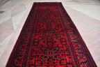 3x32ft, Runner Rug – Extra Long Afghan Red Carpet, Handknotted Wool Hallway Rug, Ideal for Weddings, Ceremonies, Events, Office or Entryway