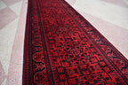3x32ft, Runner Rug – Extra Long Afghan Red Carpet, Handknotted Wool Hallway Rug, Ideal for Weddings, Ceremonies, Events, Office or Entryway