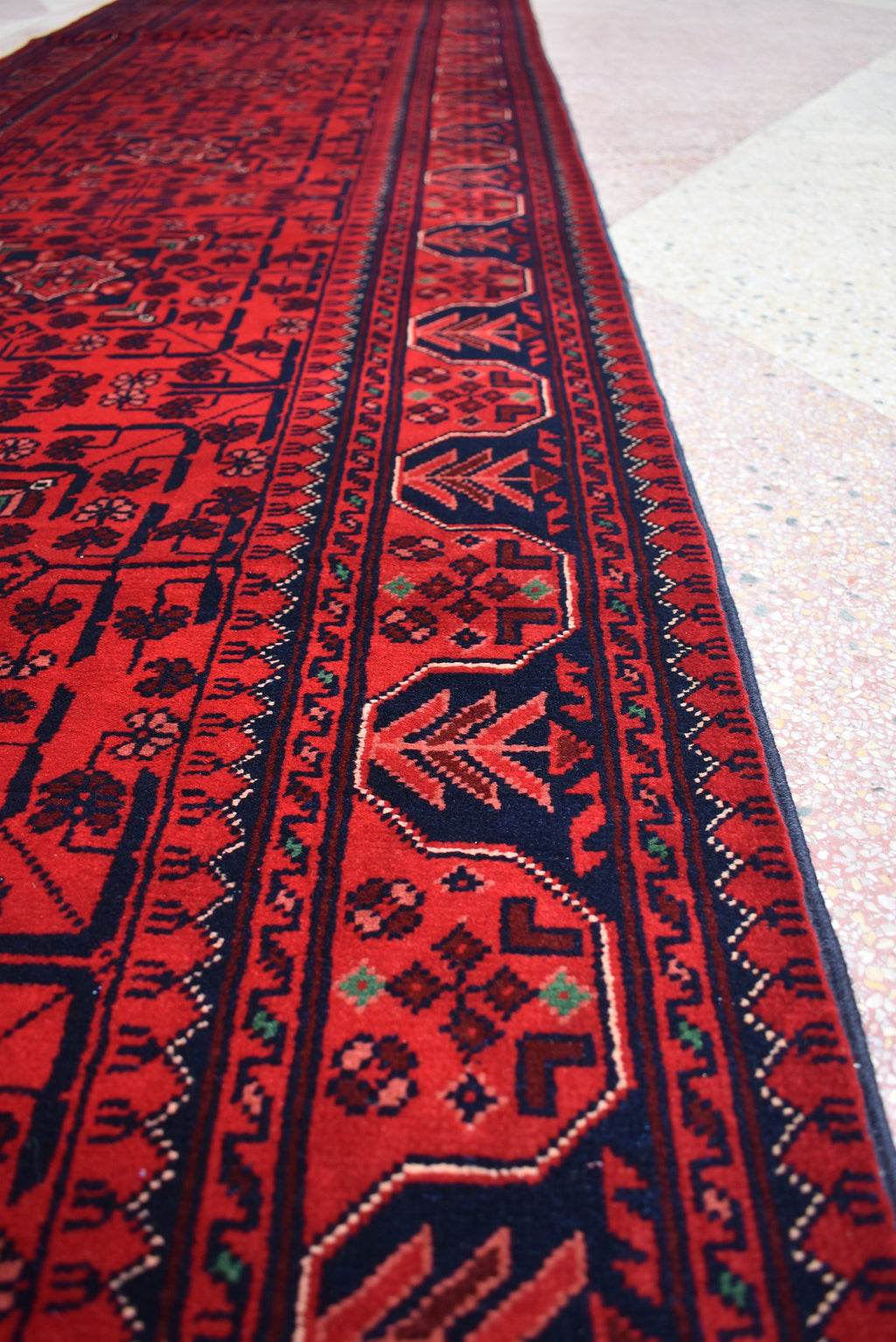 3x32ft, Runner Rug – Extra Long Afghan Red Carpet, Handknotted Wool Hallway Rug, Ideal for Weddings, Ceremonies, Events, Office or Entryway