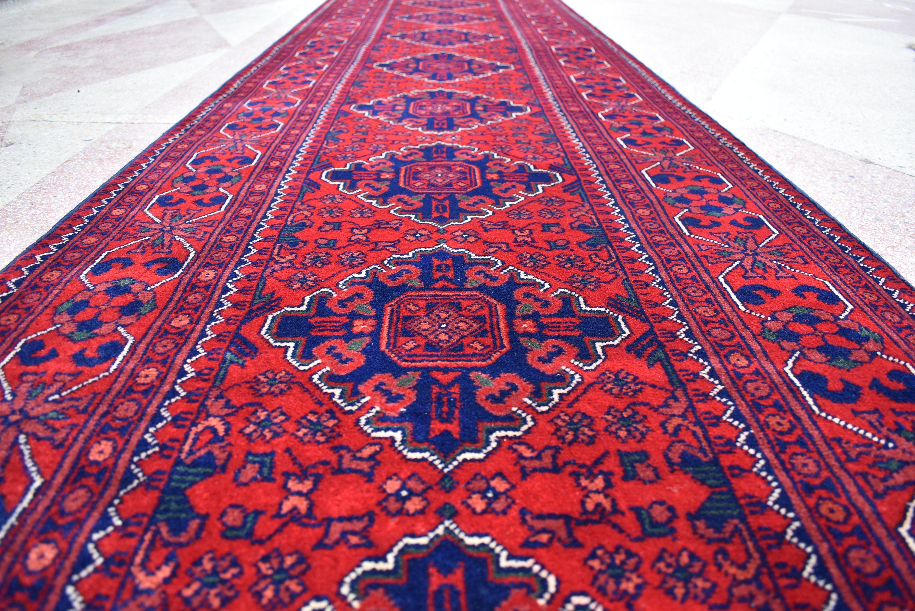 23.2 x 2.8 Ft Long Runner Best Quality Turkmen Khamiyab Khal Mohammadi Bokhara Runner Afghan Handmade Wool Oriental Hallway runner
