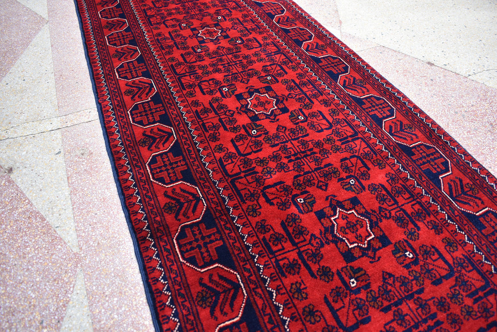 3x20ft Red Bukhara Runner Rug – Hand-Knotted Afghan Wool Rug, Ideal for Hallways, Weddings, Festivals & Traditional Events 598X77 cm