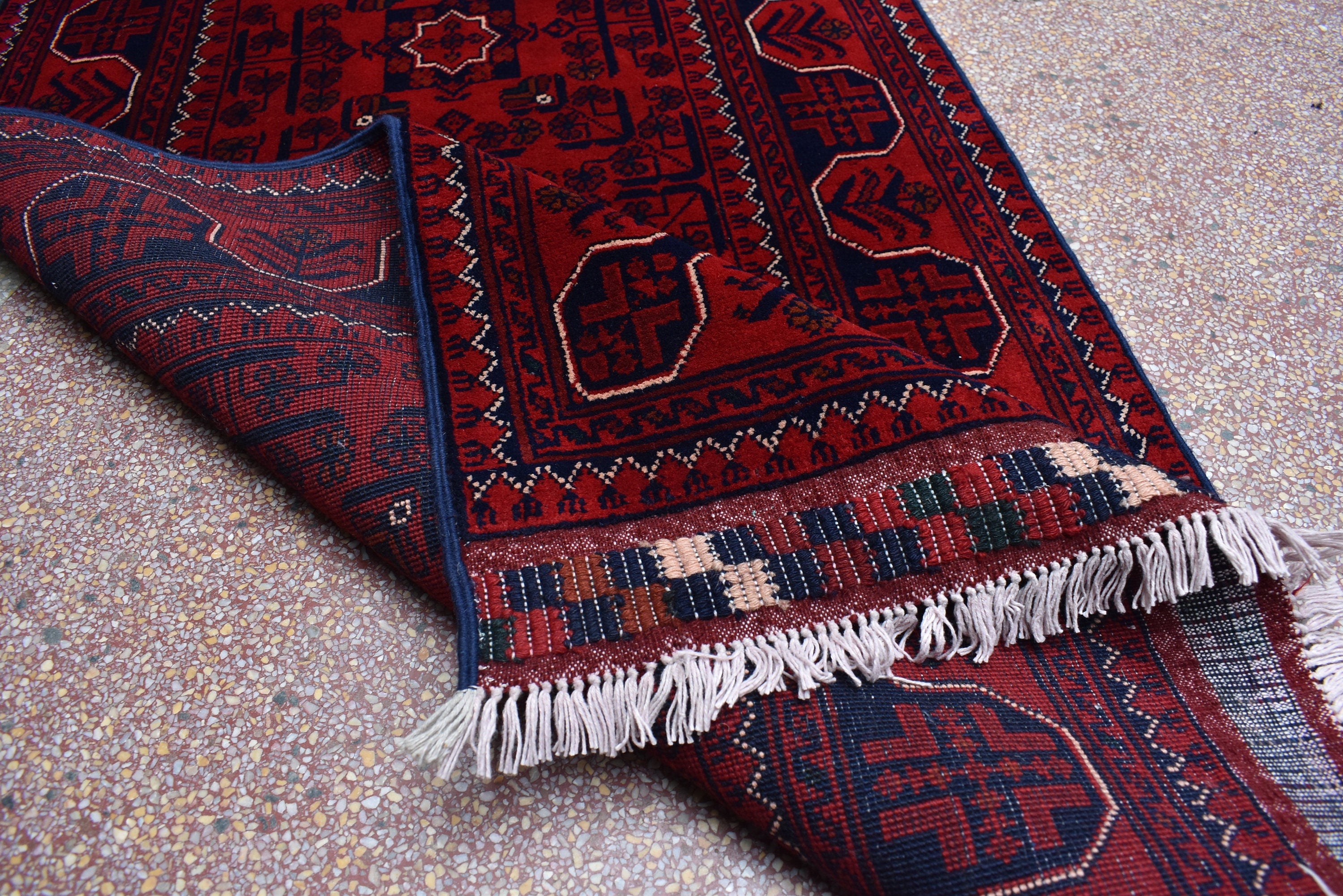 3x20ft Red Bukhara Runner Rug – Hand-Knotted Afghan Wool Rug, Ideal for Hallways, Weddings, Festivals & Traditional Events 598X77 cm