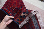 3x20ft Red Bukhara Runner Rug – Hand-Knotted Afghan Wool Rug, Ideal for Hallways, Weddings, Festivals & Traditional Events 598X77 cm