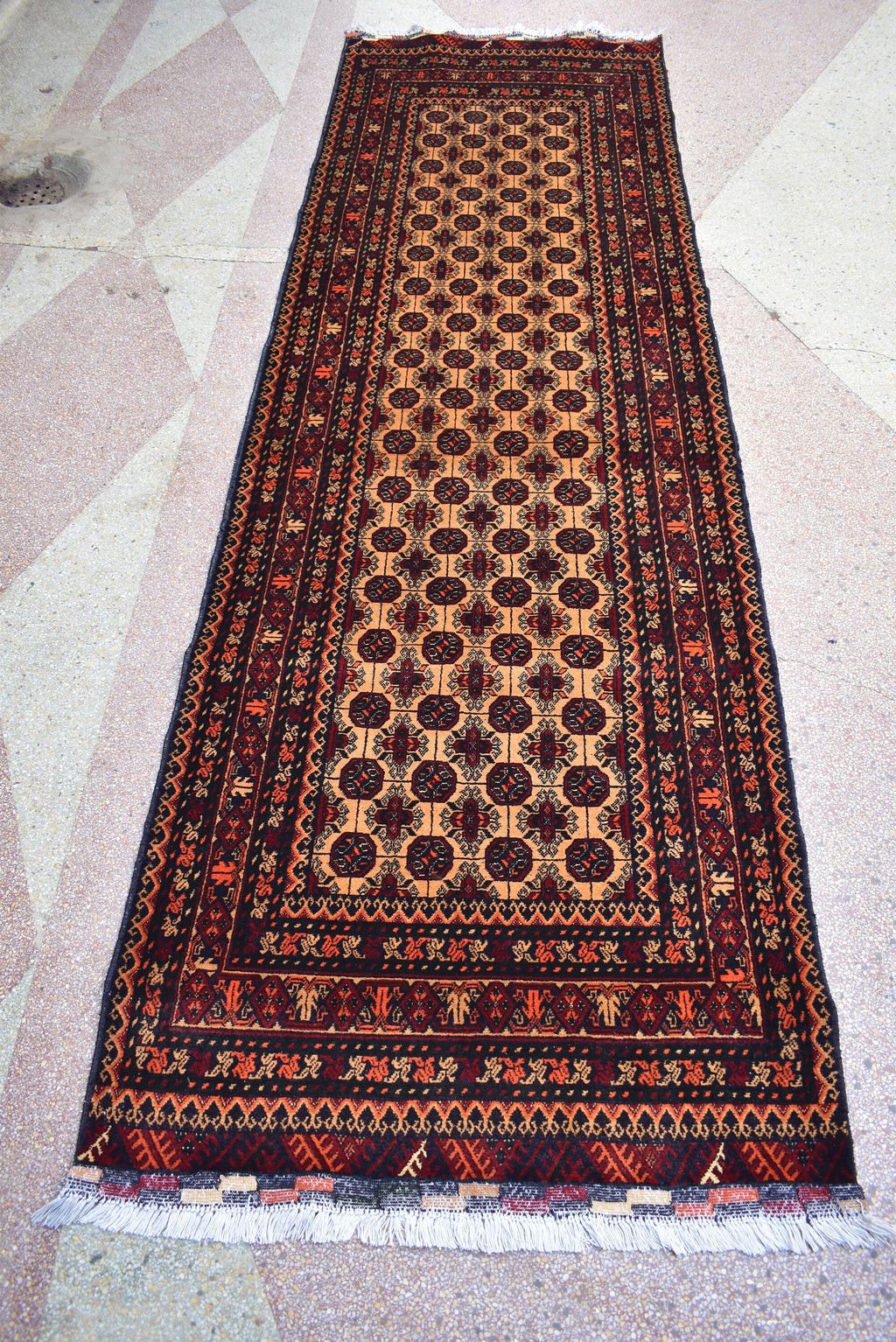 9.0 x 2.9 Afghan Runner Afghan Turkmen Bukhara Rug Runner Handamde Afghan Hallway Runner Oriental Runner Afghan