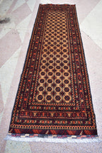 9.0 x 2.9 Afghan Runner Afghan Turkmen Bukhara Rug Runner Handamde Afghan Hallway Runner Oriental Runner Afghan
