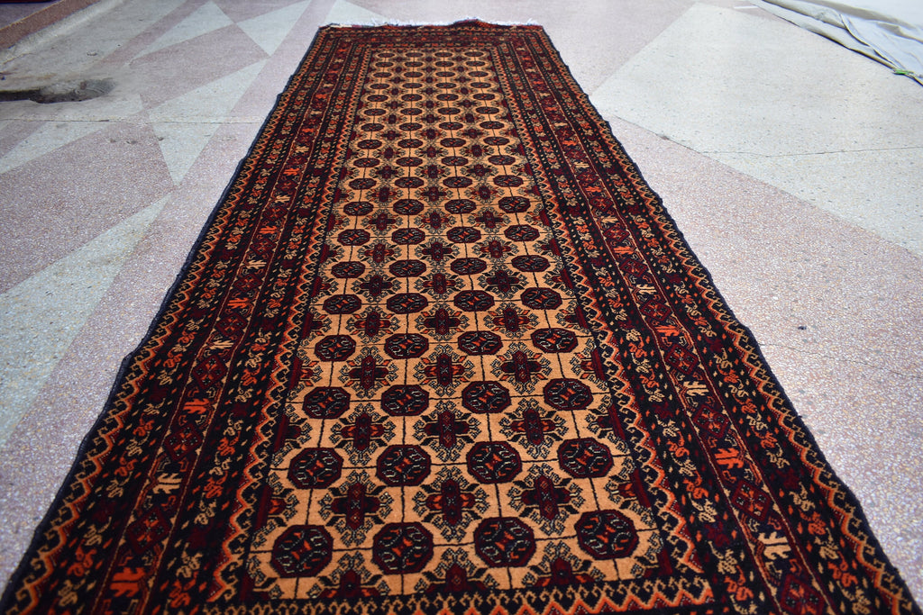 9.0 x 2.9 Afghan Runner Afghan Turkmen Bukhara Rug Runner Handamde Afghan Hallway Runner Oriental Runner Afghan