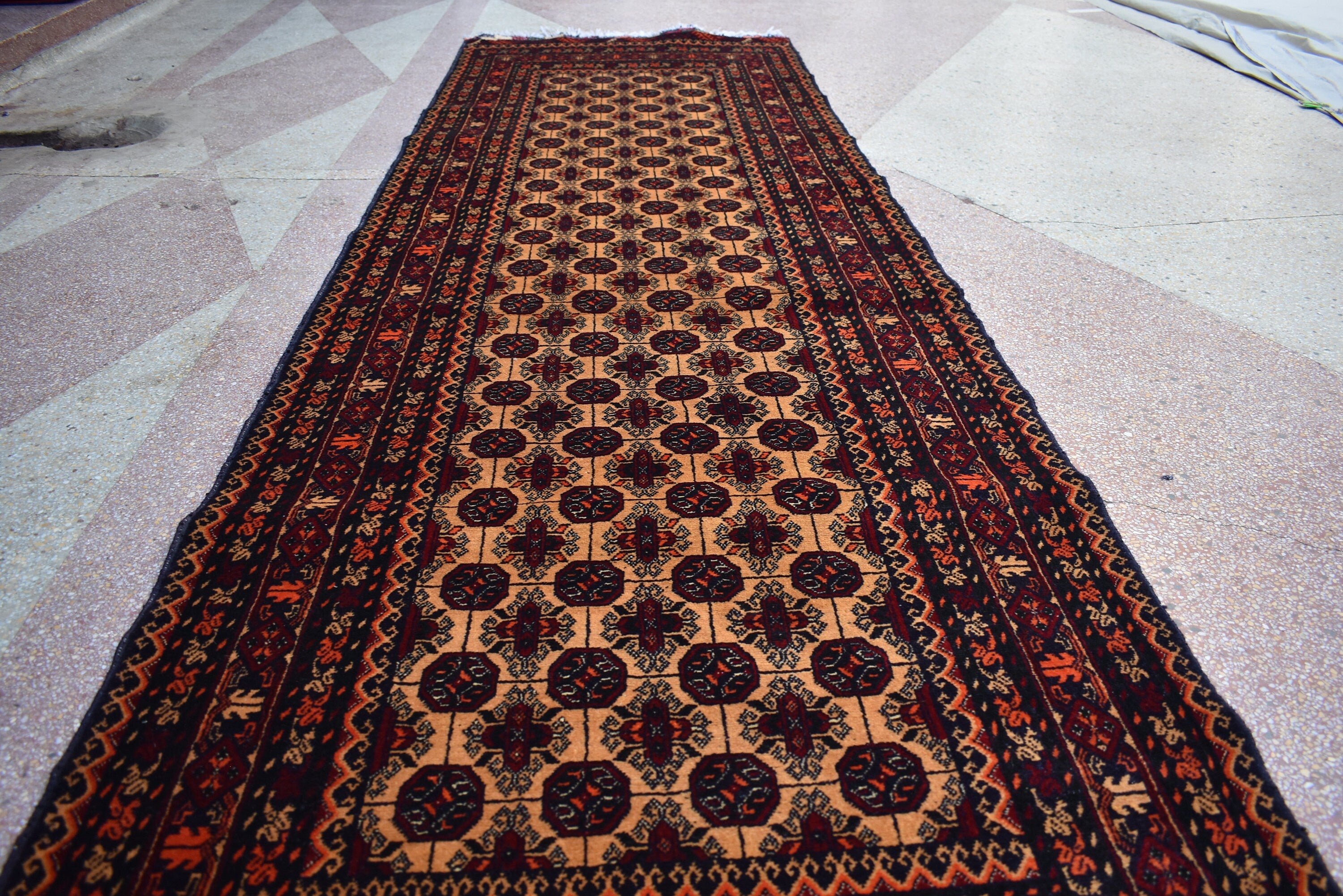 9.0 x 2.9 Afghan Runner Afghan Turkmen Bukhara Rug Runner Handamde Afghan Hallway Runner Oriental Runner Afghan