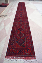 3x23Ft Long Handwoven Afghan Hallway Runner Rug, Turkmen Wool Extra Long Narrow Rug, Corridor Rug, Entryway Rug, Rug for Parties, Functions