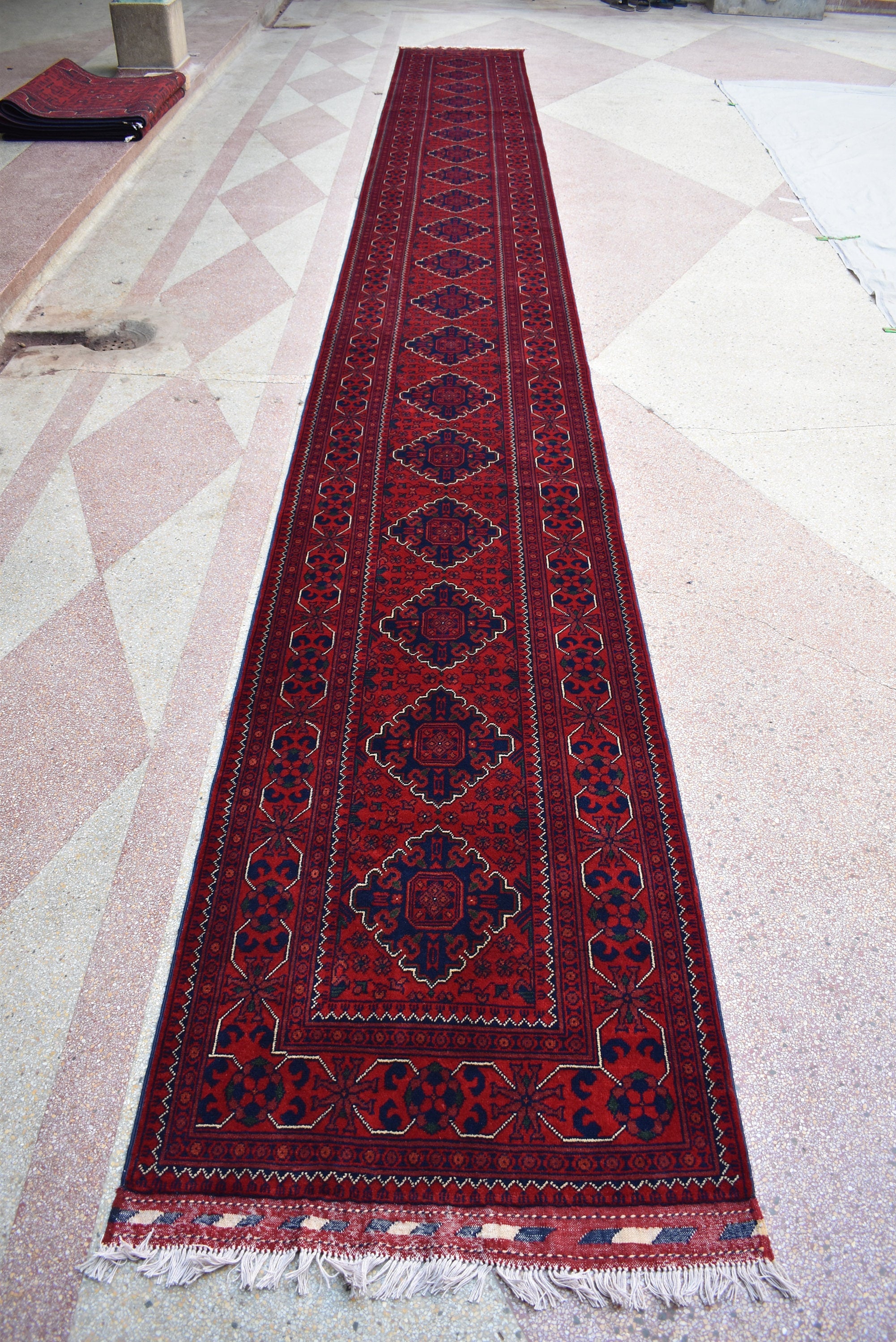 3x23Ft Long Handwoven Afghan Hallway Runner Rug, Turkmen Wool Extra Long Narrow Rug, Corridor Rug, Entryway Rug, Rug for Parties, Functions