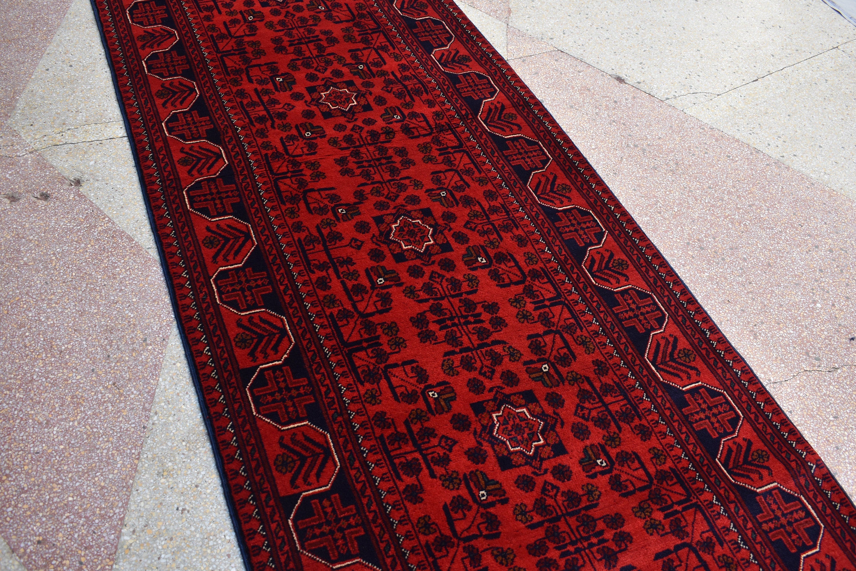 12.11 x 2.9 Ft Long Runner Best Quality TUrkmen Khamyab Khal Mohammadi Bokhara Runner Afghan Handmade Wool Oriental Hallway Runner