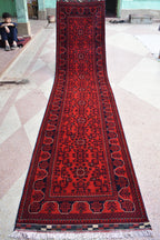 12.11 x 2.9 Ft Long Runner Best Quality TUrkmen Khamyab Khal Mohammadi Bokhara Runner Afghan Handmade Wool Oriental Hallway Runner