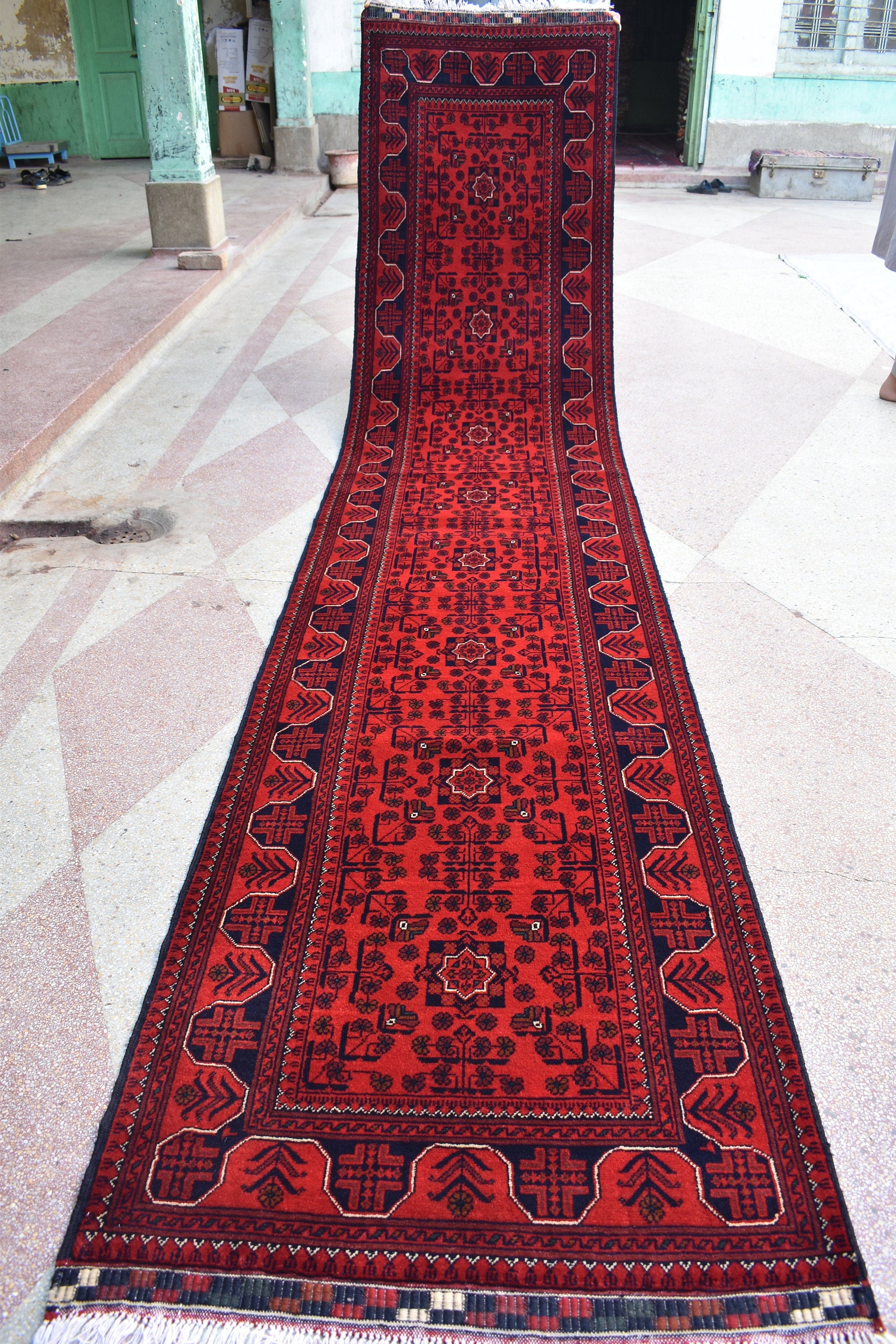 3x13Ft, Long Runner Best Quality Turkmen Khal Mohammadi Bokhara Runner, Afghan Handmade Wool Oriental Hallway Runner, Perfect for Festivals