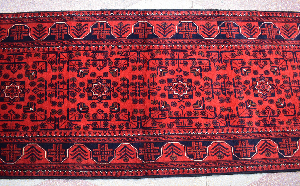 3x13Ft, Long Runner Best Quality Turkmen Khal Mohammadi Bokhara Runner, Afghan Handmade Wool Oriental Hallway Runner, Perfect for Festivals