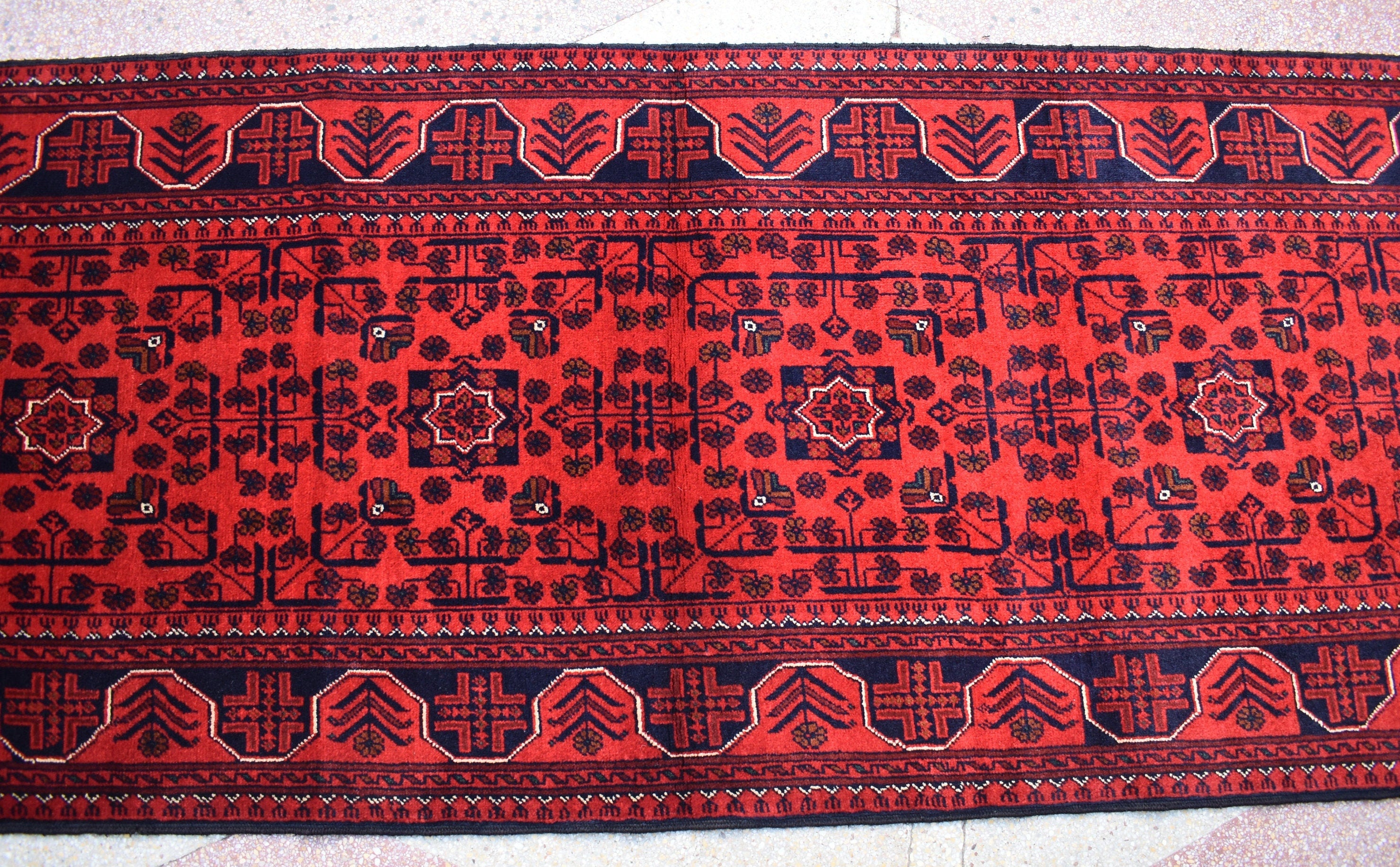 3x13Ft, Long Runner Best Quality Turkmen Khal Mohammadi Bokhara Runner, Afghan Handmade Wool Oriental Hallway Runner, Perfect for Festivals