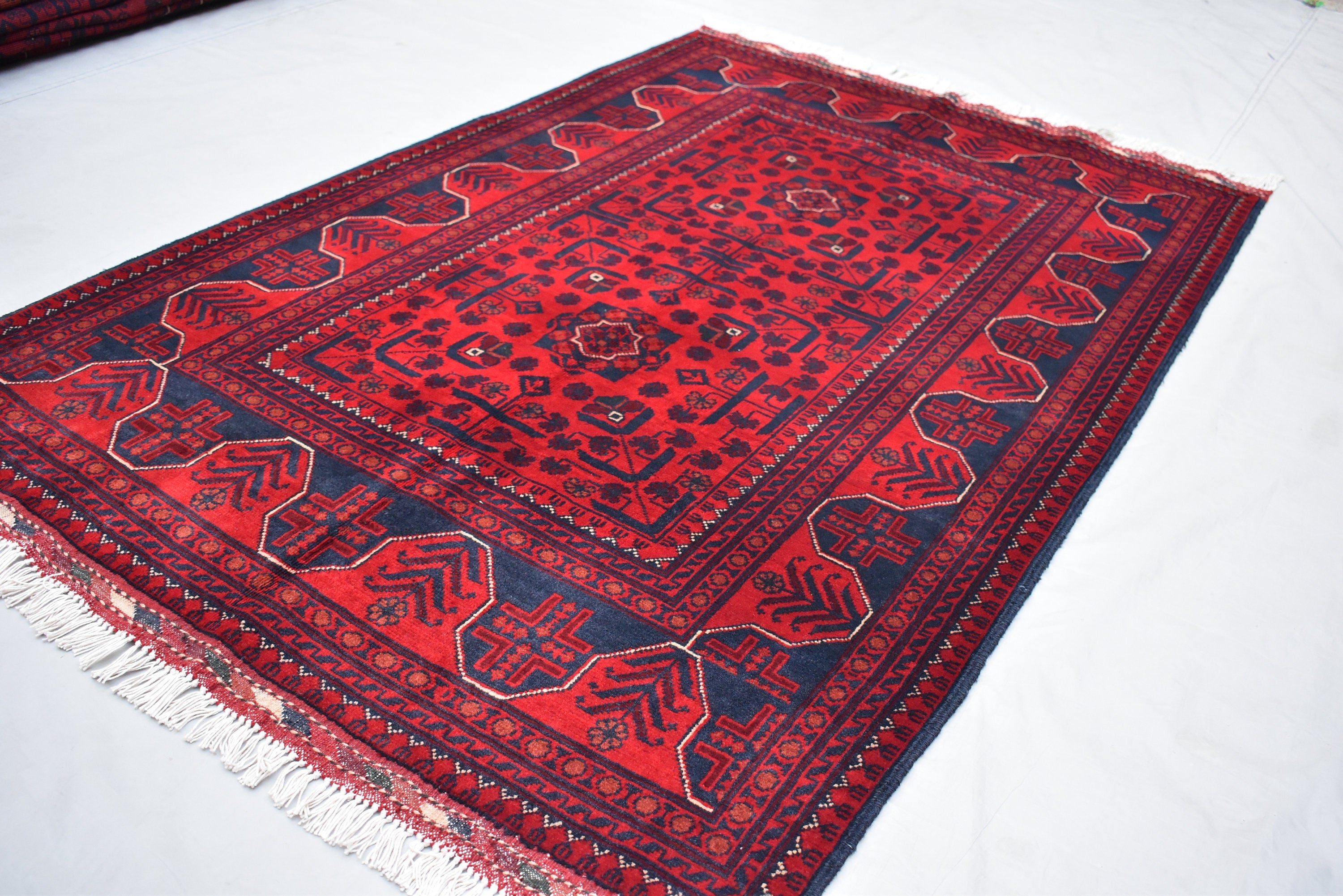 5.2 x 3.5 Ft Bokhara Rug Turkmen 100% Wool Afghan Veg dyes Handmade bukhara Pattern Area rug 5x3 Turkmen Oriental Rug