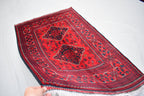 3x5 Bukhara Afghan Hand-woven Tribal Wool Rug, Rich Red and Navy Blue Rug, Rug for Hallway, Bedroom and Office, Accent Size Rug 5.1x3.3 ft