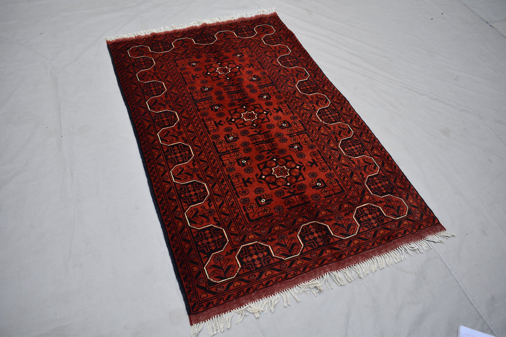 5.1 x 3.2 Ft Aghan Vintage Bokhara Rug Turkmen 100% Wool Afghan Veg dyes Handmade bukhara Pattern Area rug 5x3 Turkmen Oriental Rug