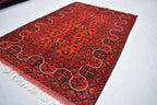 5.1 x 3.2 Ft Aghan Vintage Bokhara Rug Turkmen 100% Wool Afghan Veg dyes Handmade bukhara Pattern Area rug 5x3 Turkmen Oriental Rug