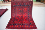 3x5 Bokhara Rug Turkmen 100% Wool Afghan Veg dyes Handmade Bukhara Pattern Turkmen Oriental Rug, Bedroom Rug, Living Room Rug 4.11x3.5 ft
