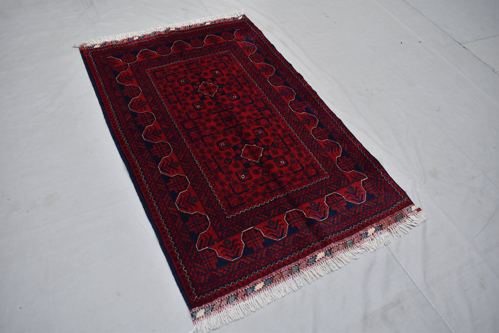 3x5Ft, Bukhara Rug Turkmen 100% Wool Afghan Vegetable dyes Rug, Boho Home Decor, Living Room Rug, Bedroom Rug, Red Rug for home