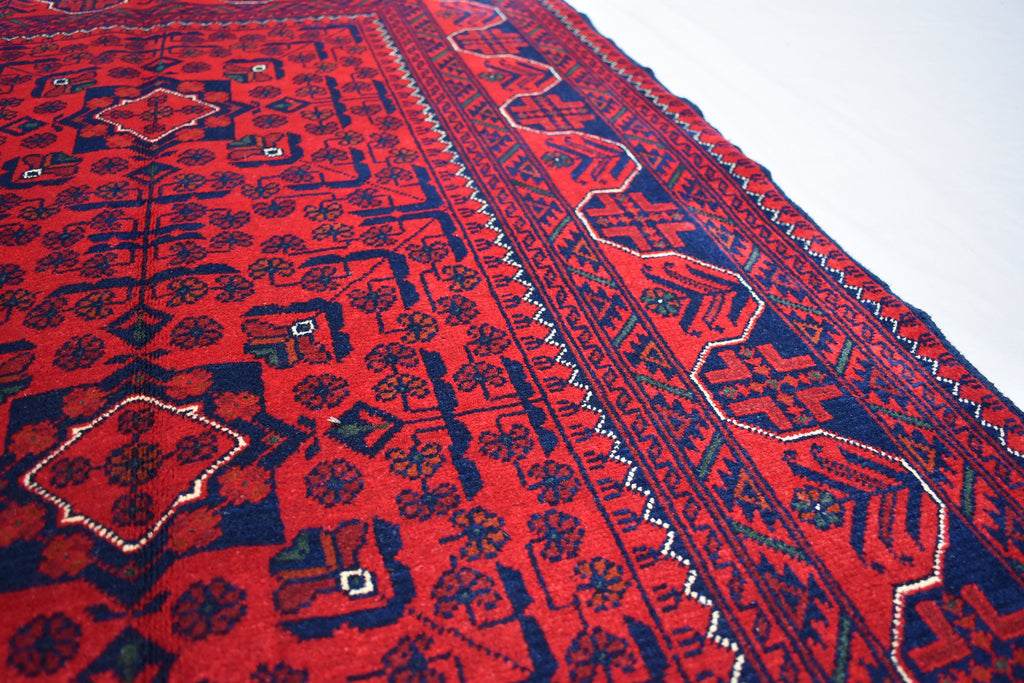 3x5Ft, Bukhara Rug Turkmen 100% Wool Afghan Vegetable dyes Rug, Boho Home Decor, Living Room Rug, Bedroom Rug, Red Rug for home