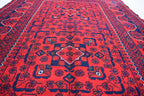 3x5Ft, Bukhara Rug Turkmen 100% Wool Afghan Vegetable dyes Rug, Boho Home Decor, Living Room Rug, Bedroom Rug, Red Rug for home
