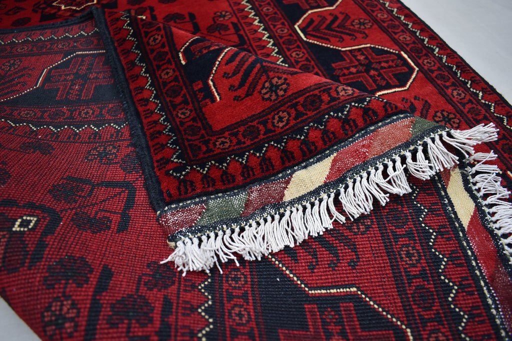 3x5 Handmade Afghan Bukhara Rug, Tribal Wool Rug, Traditional Oriental Bedroom, Living Room Rug. Perfect For Hallway or entryway 5.2x3.4 ft