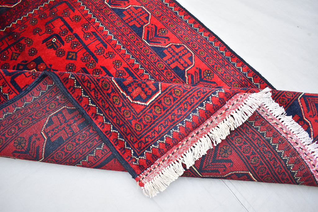 4.10 x 3.3 Ft Bokhara Rug Turkmen 100% Wool Afghan Veg dyes Handmade bukhara Pattern Turkmen Oriental Rug