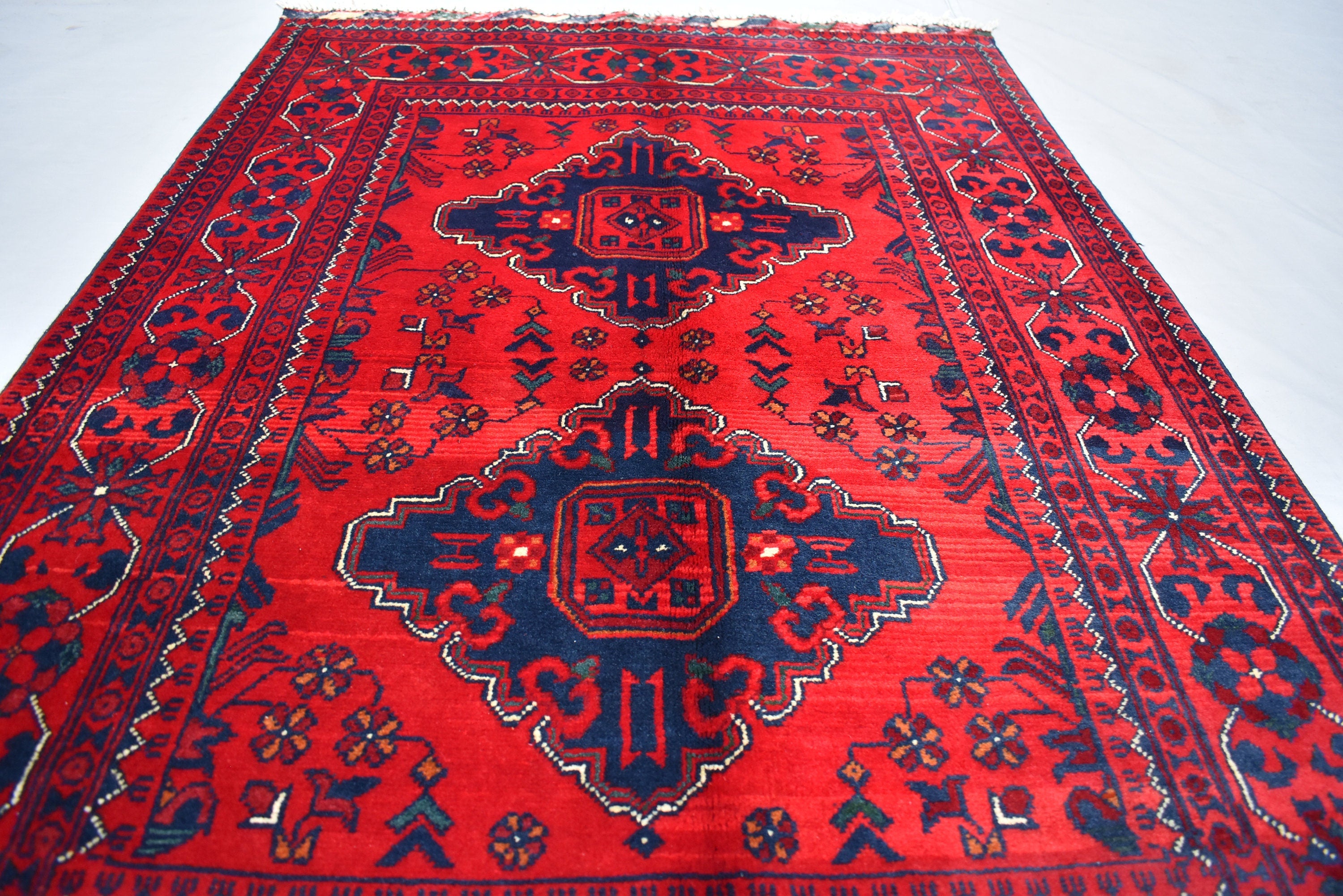 4.11x3.4 Bukhara Rug Turkmen 100% Wool Afghan, Natural Veg dyes, Perfect For Bedroom, Office, Living Room