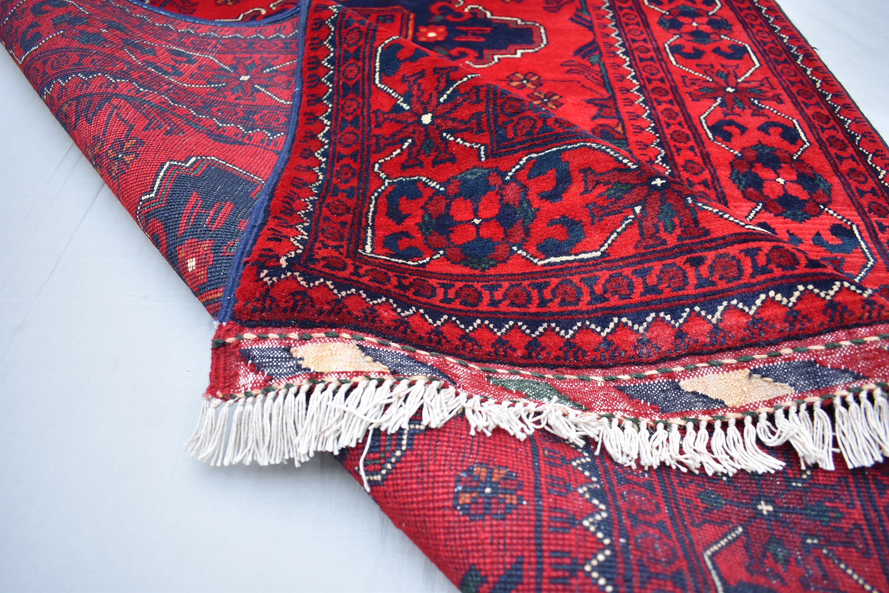 4.11x3.4 Bukhara Rug Turkmen 100% Wool Afghan, Natural Veg dyes, Perfect For Bedroom, Office, Living Room