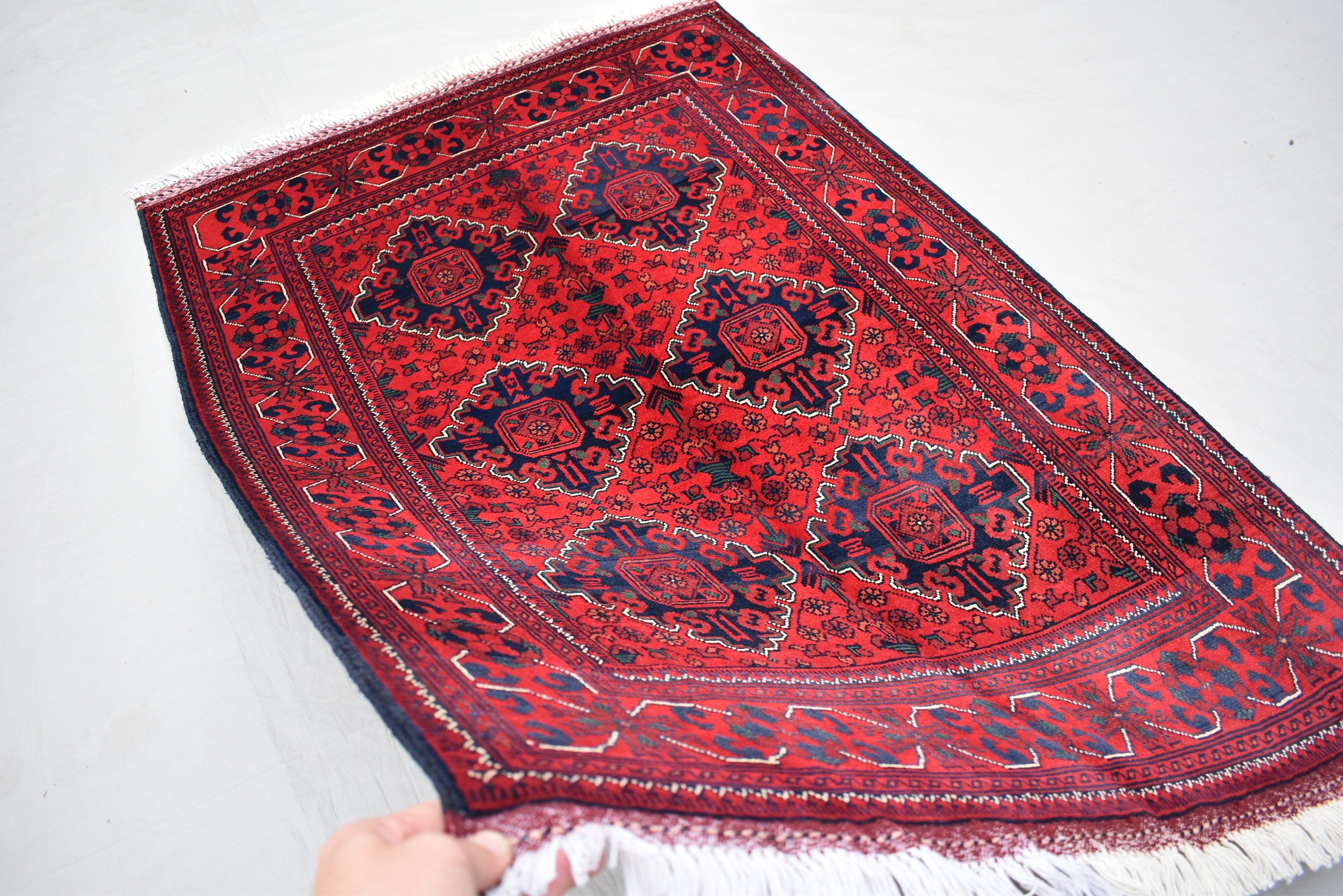 Ft 5.0 x 3.4 Bokhara Rug Turkmen 100% Wool Afghan Veg dyes Handmade bukhara Pattern Turkmen Oriental Rug