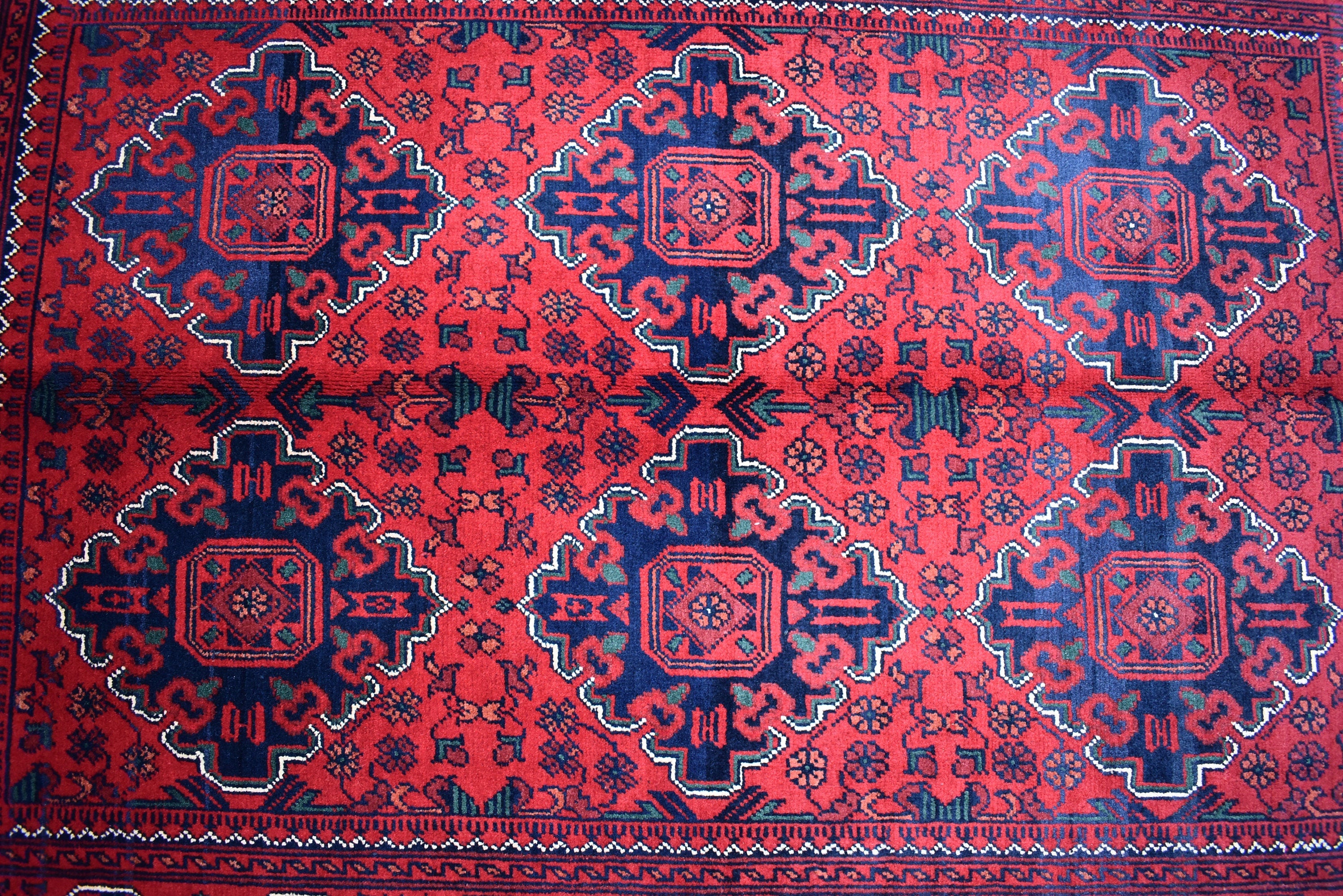 Ft 5.0 x 3.4 Bokhara Rug Turkmen 100% Wool Afghan Veg dyes Handmade bukhara Pattern Turkmen Oriental Rug