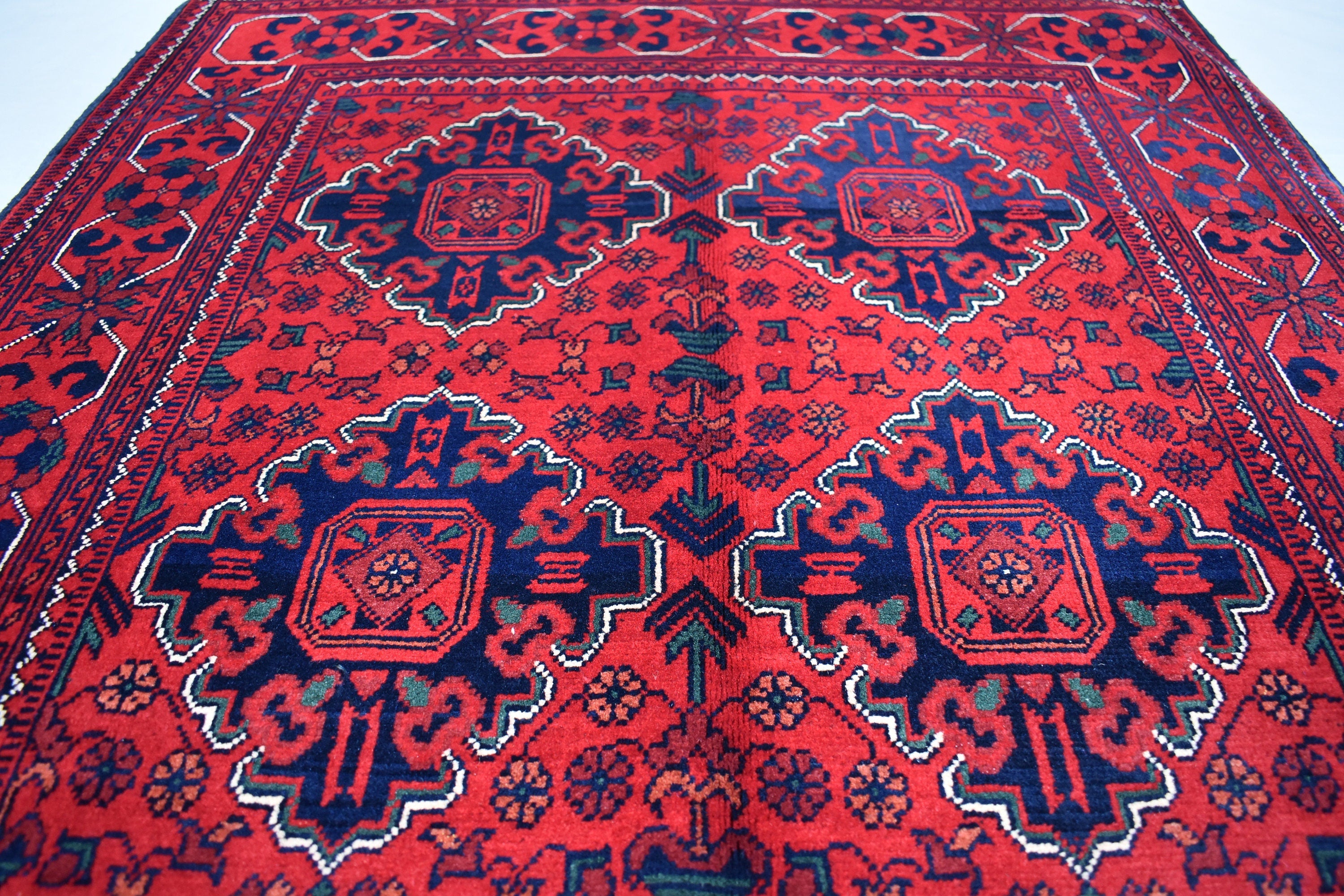 Ft 5.0 x 3.4 Bokhara Rug Turkmen 100% Wool Afghan Veg dyes Handmade bukhara Pattern Turkmen Oriental Rug