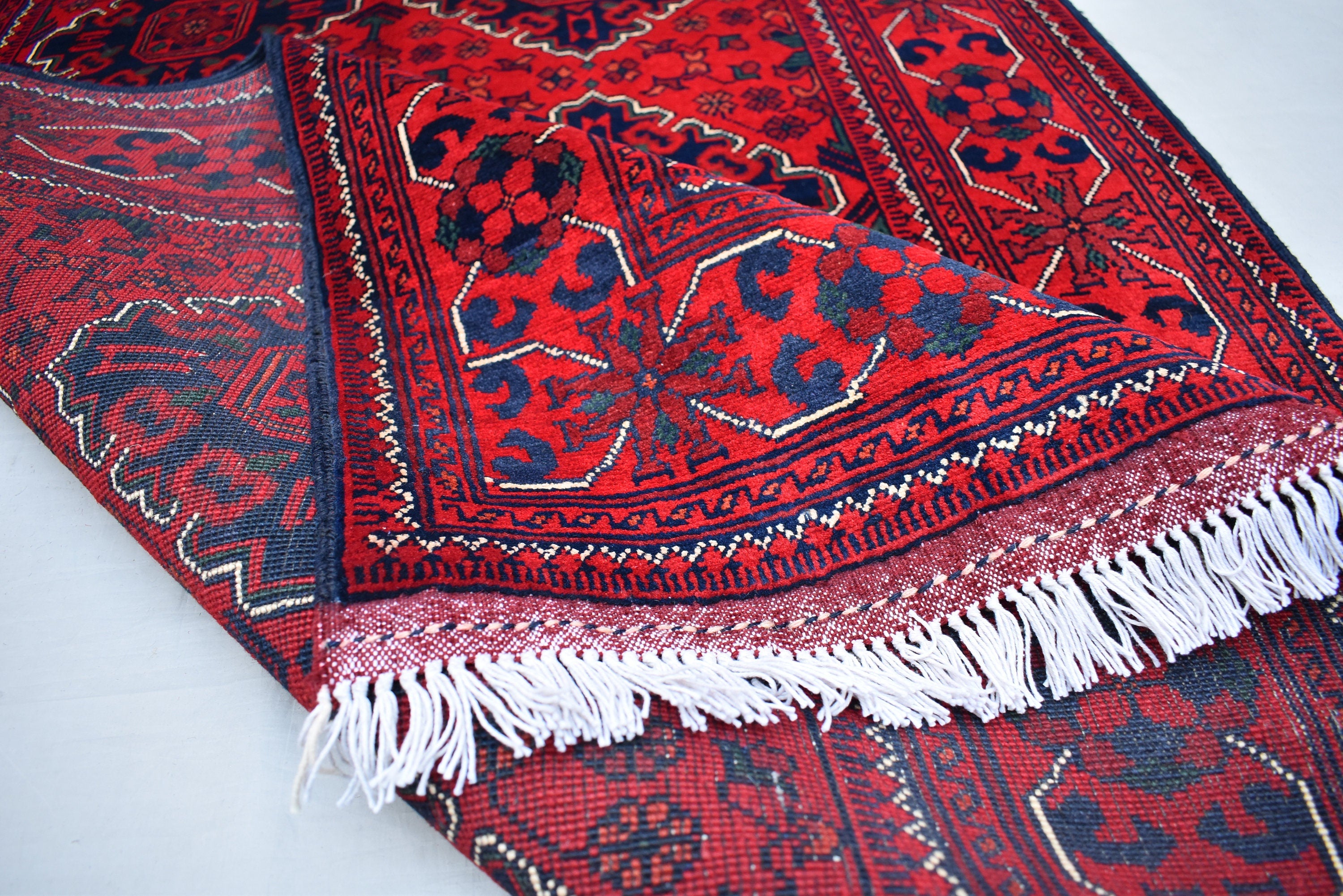 Ft 5.0 x 3.4 Bokhara Rug Turkmen 100% Wool Afghan Veg dyes Handmade bukhara Pattern Turkmen Oriental Rug
