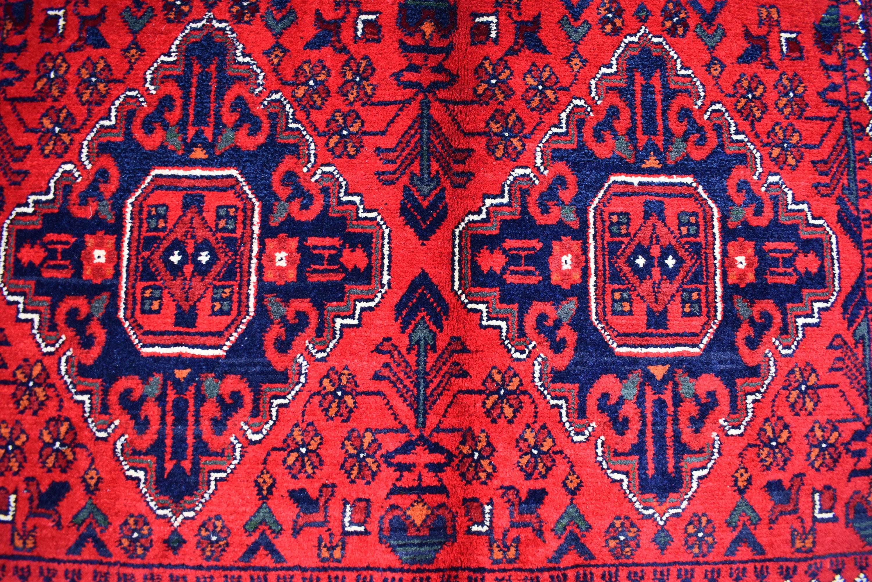3x6Ft Bukhara Rug Turkmen 100% Wool Afghan Veg dyes Handmade Bukhara Pattern Turkmen Oriental Rug, Rugs For Living Room, Bedroom Rug