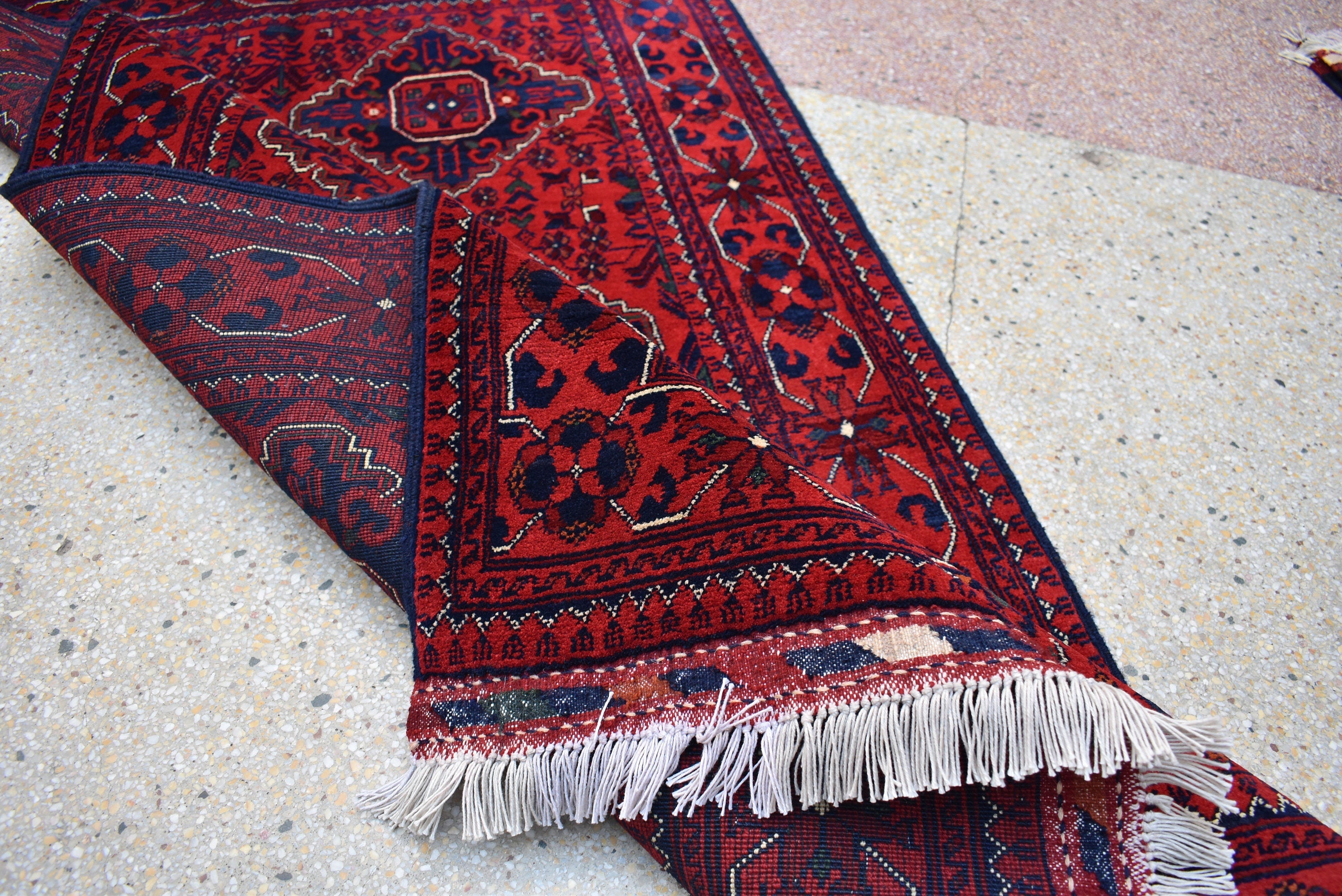 3x6Ft Bukhara Rug Turkmen 100% Wool Afghan Veg dyes Handmade Bukhara Pattern Turkmen Oriental Rug, Rugs For Living Room, Bedroom Rug