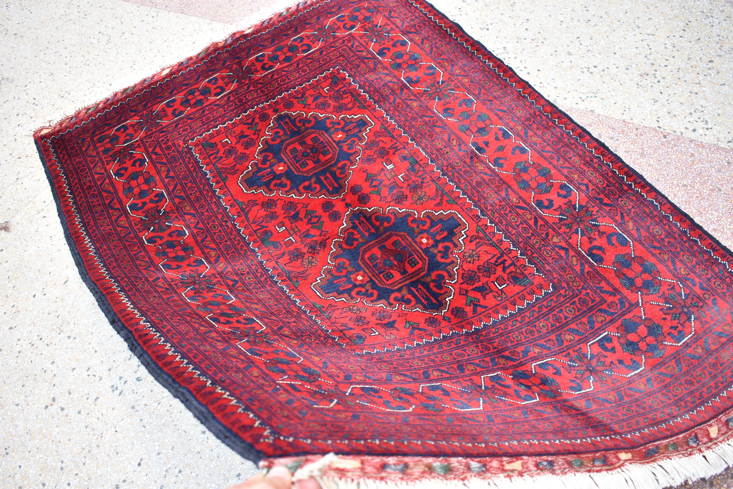 5x3 Bokhara Rug Turkmen 100% Wool Afghan Veg dyes Handmade bukhara Pattern Turkmen Oriental Rug, Rugs For Living Room 4.11x3.6 Ft