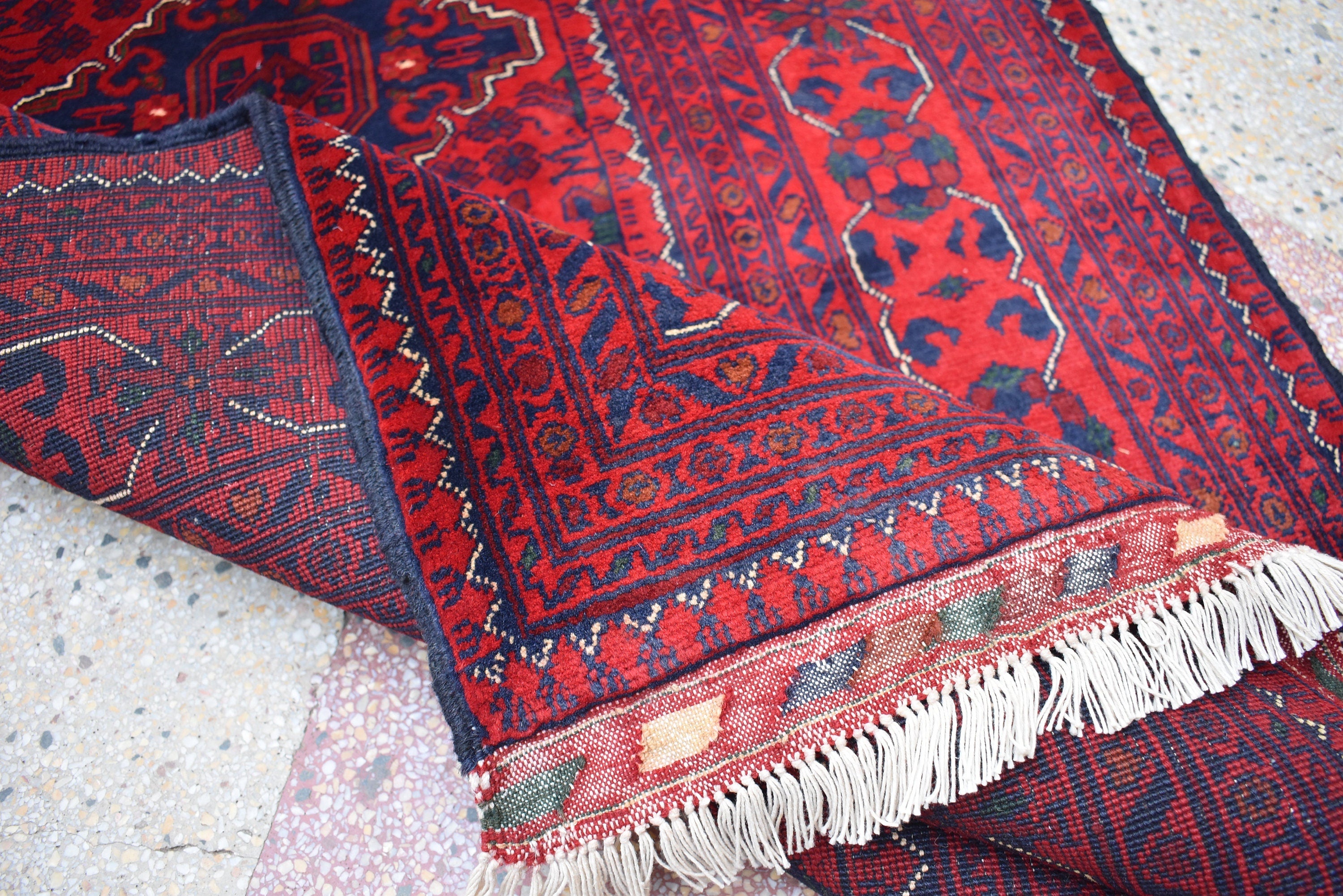 5x3 Bokhara Rug Turkmen 100% Wool Afghan Veg dyes Handmade bukhara Pattern Turkmen Oriental Rug, Rugs For Living Room 4.11x3.6 Ft